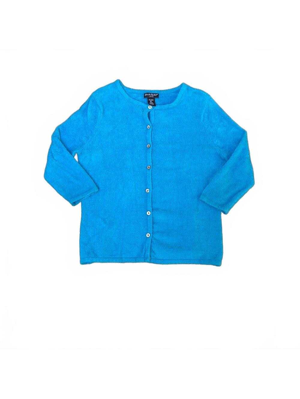 Alexandra Bartlett Petite Blue Button-Up Cardigan Sweater Size PL